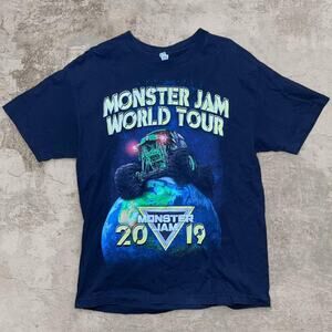 2019 Monster Jam World Tour black tee grave digger print L